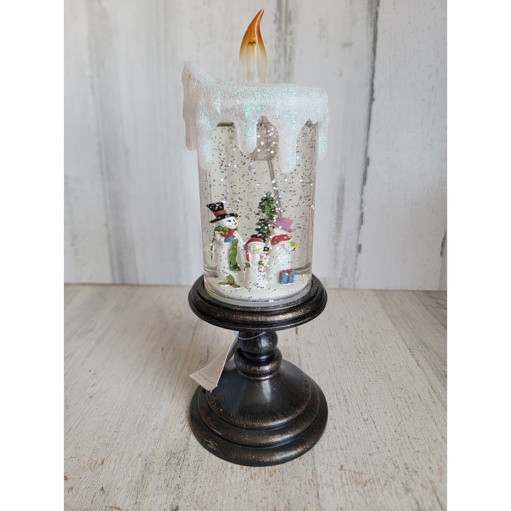 Snow globe candle snowman family scene light up Xmas Unique Home decor